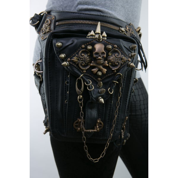 Steampunk midjeväska Fanny Pack Fashion Gothic Läder Axel