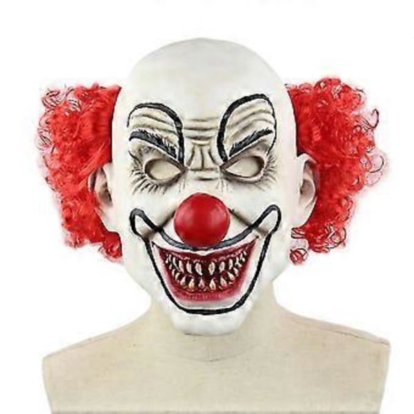 Läskig Joker Clown Latexmask med Hår Halloween Cosplay Kostymrekvisita -NMAOV( Röd)