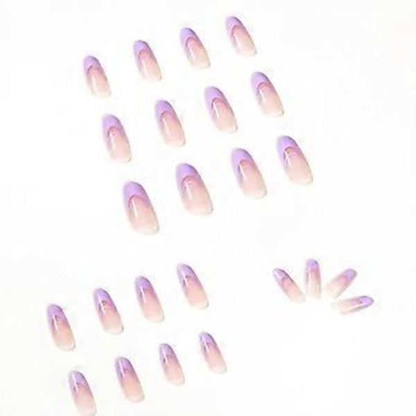 Almond-muotoiset liimattavat kynnet, keskikokoinen ballerina, keinotekoiset kynnet, akryyli, täyspeite, violetit, naiset ja tytöt, 24 kpl. Huomio: Liimaa ei sisälly.