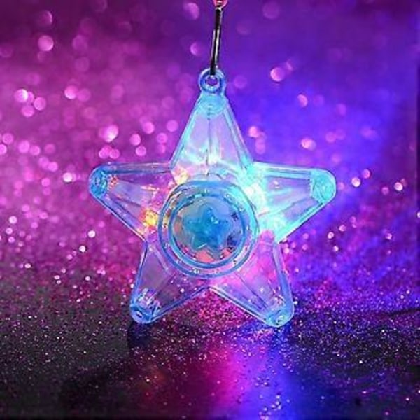 8 st Färgglada LED Blinkande Halsband i Plast och Lysande Hängen (4 st Femuddiga Stjärnor och 4 st Hjärtformade)