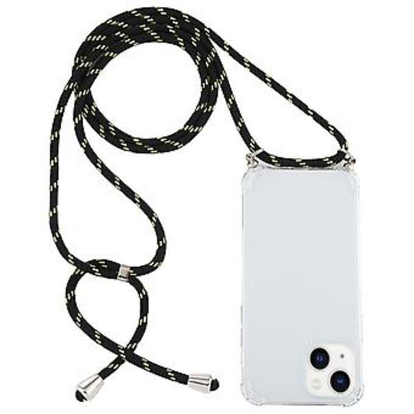 TPU-etui med snor til iPhone 15 Plus (Sort Grøn)