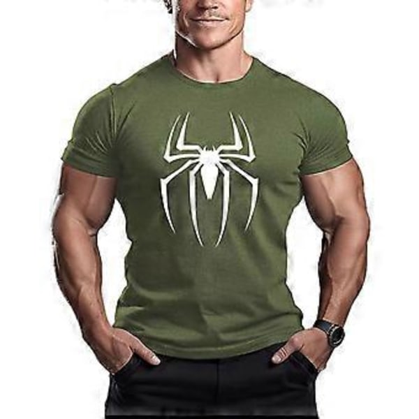Spider-Man treenipaita lyhyillä hihoilla miehille (L armeijanvihreä)