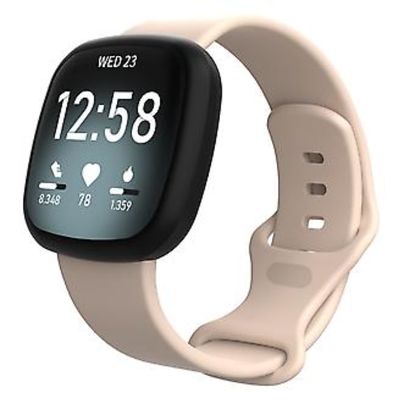 Til Fitbit Versa 3 / Sense Silikon Urrem Størrelse: L (Sandrosa)