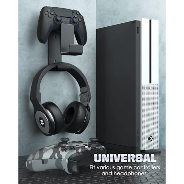 Veggmontering for alle universelle headset, dobbel spillkontroller og headset-holder for Xbox One, Xbox 36