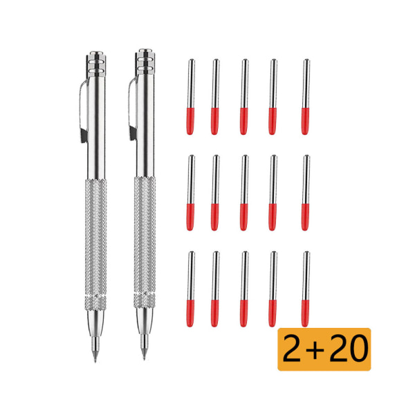 Scriber-spets i metall, 2 stycken fickskrivarpenna med 20 pennspetsar, skrivpenna med magnet med icke