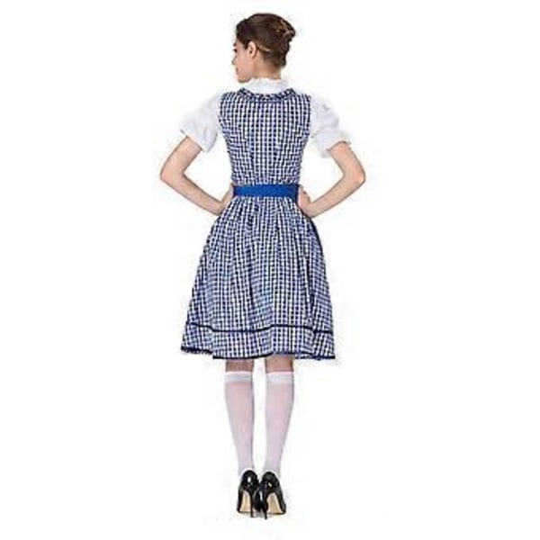 Oktoberfestdräkt för damer Tysk Dirndl Klänning Kostym Bayersk Karnevalsfest (M Blå)