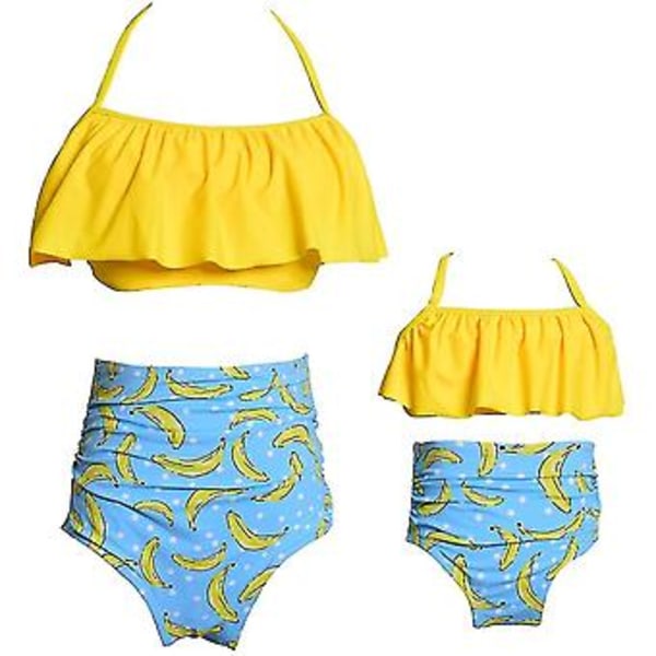 Girls Swimsuit Two Pieces Bikini Set Ruffle Falbala Swimwear Bathing Suits-e( Orange Tassel)