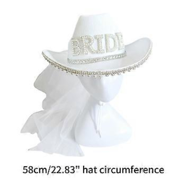Morsian Lännenhattu Polttariporukan Hattu Morsian Cowboy-hattu Huntuineen Polttarihattu Tuleva Morsian Hattu Morsiussuihku Valkoinen( )
