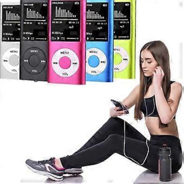 Mp3-spiller/Mp4-spiller, bærbar Mp3-musikkspiller med minne SD-kort, ultratynn klassisk digital LCD-skjerm 1,82' (32GB Rosa)