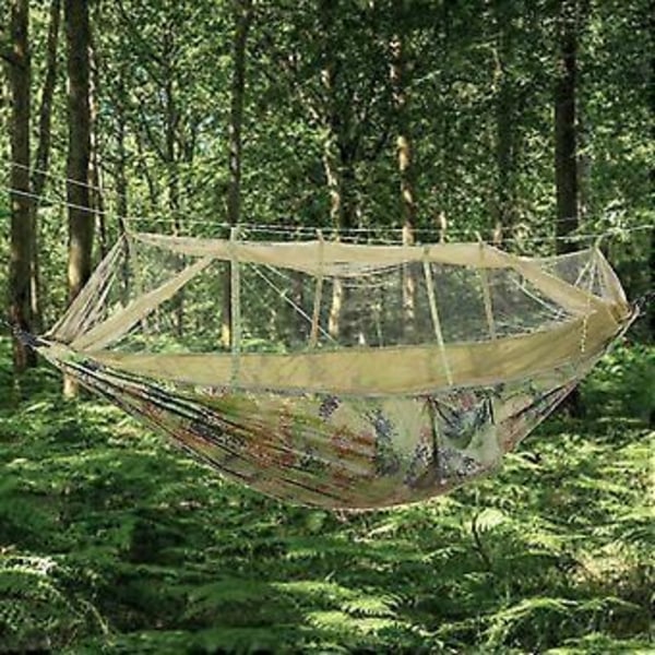 Portabel Camping Rese Hängmatta Hängande Säng med Myggnät (Kamouflage)