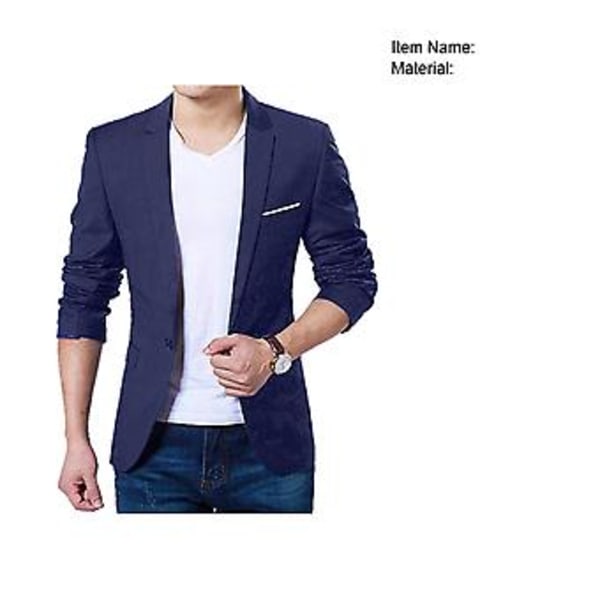 Fianao Herre Slank Formel Business Suit Jakke En Knaps Rever Langærmet Lommer Top (M Sort)