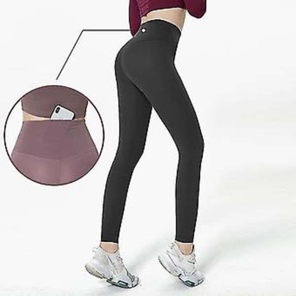 Højtaljede Leggings med Naked Feeling Push Up Sport Kvinder Fitness Løbe Yoga Bukser Energi Sømløse Leggings Gym Pige Leggings (M Grafitgrå)