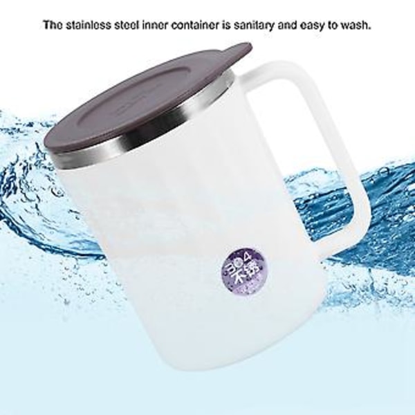 Rostfritt stål Isolerad Kaffemugg Vatten Te Kopp med Handtag och Lock (Vit)