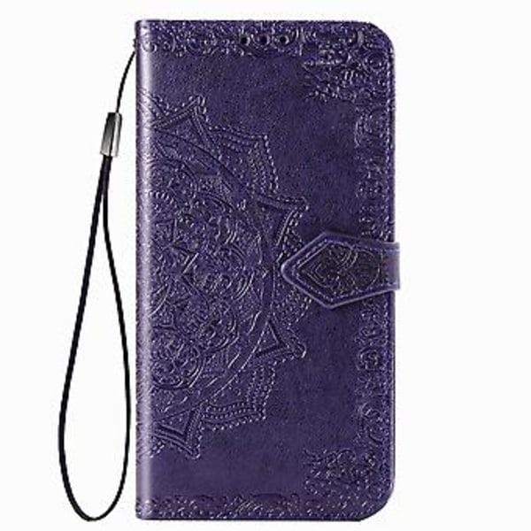 Mandala Blomst Præget Vandret Flip Læderetui Til Galaxy M31s (Lilla)