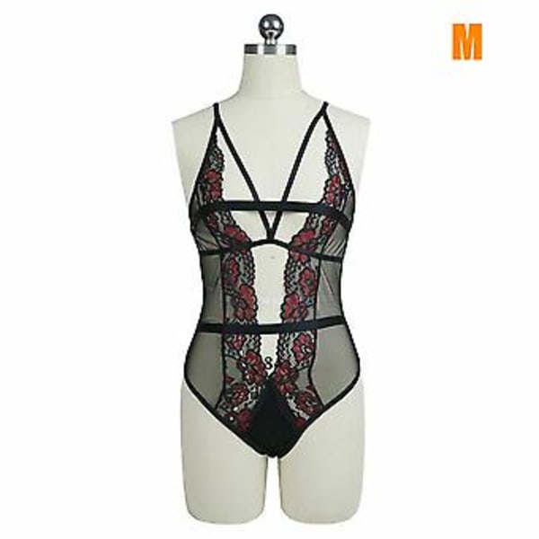 Sexiga underkläder för kvinnor, blommig spets, babydoll-body, nattkläder, sovkläder (M)