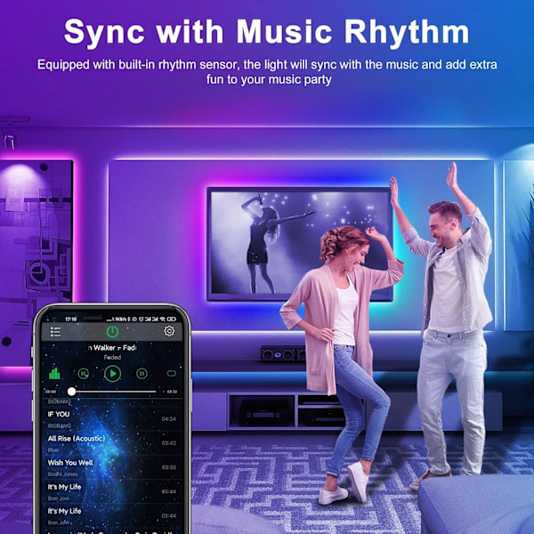 10M LED-strimmel, Bluetooth LED-strimler med APP-styring og 20 knapper
