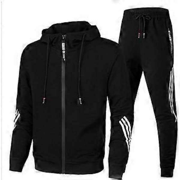 Moderigtig hættetrøje + sportsbukser til mænd, afslappet joggingdragt til efterår og vinter (XXXL hvid)