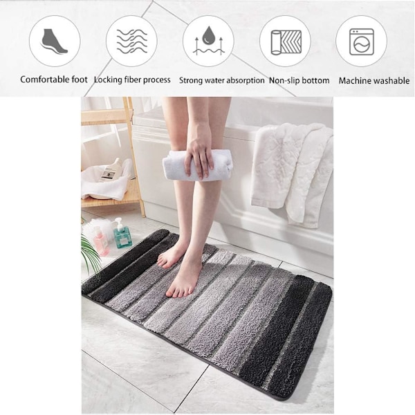 Bademåtte Enkelhed Stribet Stil Absorberende Skridsikker Fluffy Bad