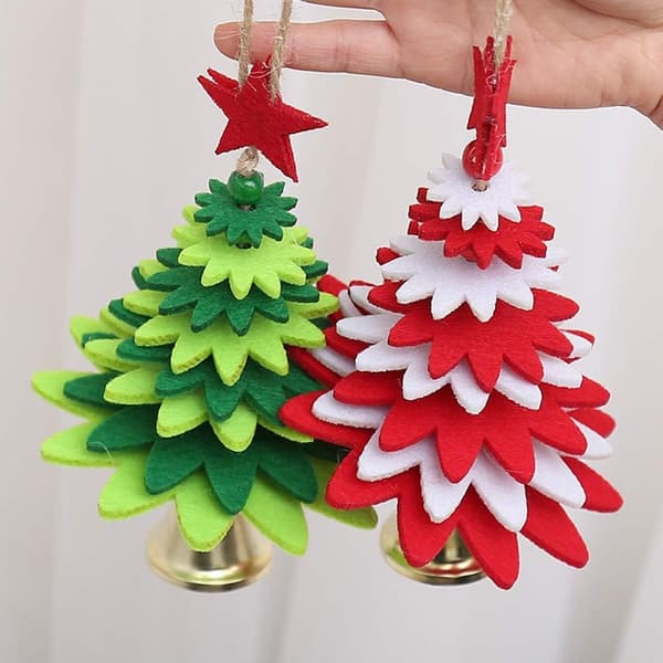 2 st Non-Woven Julgran med Klockor Desktop Mini Jul P