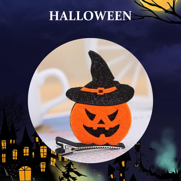 Halloween hårtilbehør, 6 par Halloween krokodilleklips,