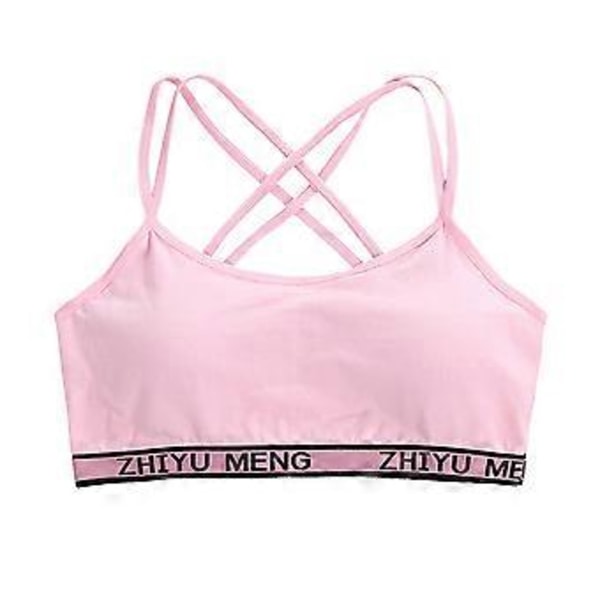 Pige Stretchy Bomuld Bralette 4 stk. Studenters Vest BH Fuld Kop Åndbar BH med Polstring Trænings Sports BH (pink)