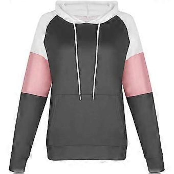 Färgglada huvtröjor för dam, långärmad sweatshirt med ficka för flickor