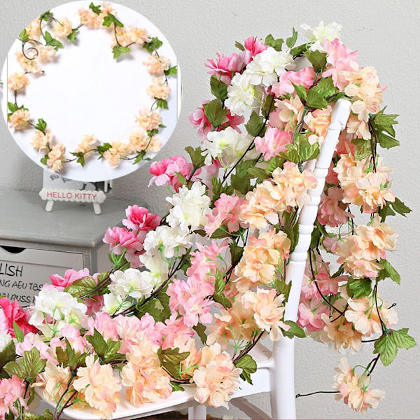 Sett med 2 i Champagne, med kunstig kirsebærblomstring hengende, si