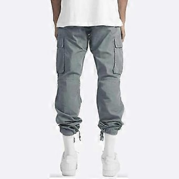 Miesten Cargo-housut, monitoimitaskut, nauhat, collegehousut, katumuoti, rennot miesten housut (5XL laivastonsininen)