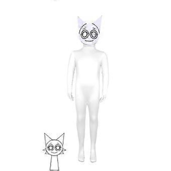 Sprunki Cosplay Kostume Jumpsuit Festlig Udklædning Bodysuit (110 Hvid)