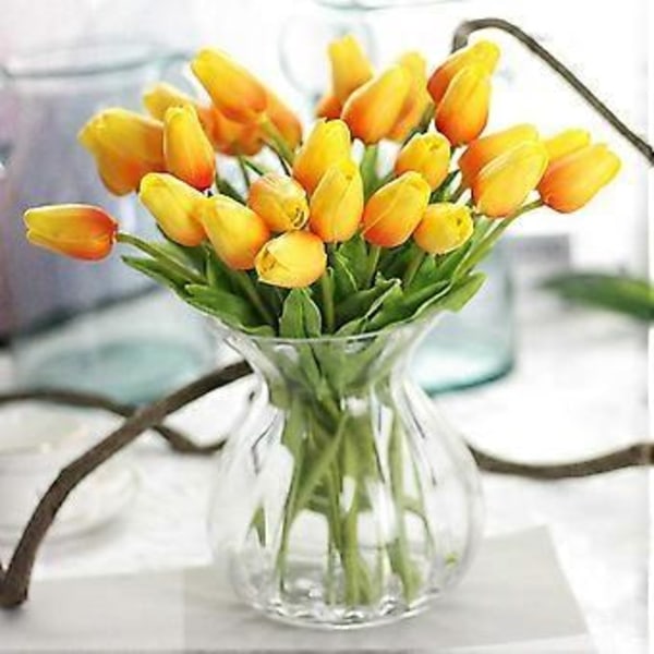 30 st Konstgjorda Tulpaner Blommor Real Touch Tulpaner Falska Holland PU Tulpanbukett (orange)