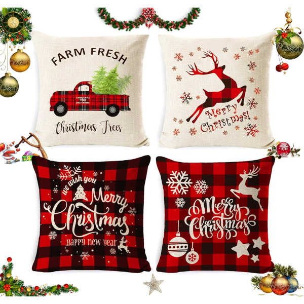 4pcs Christmas Pillowcase Set, Christmas Cushion Pillowcase, Cush