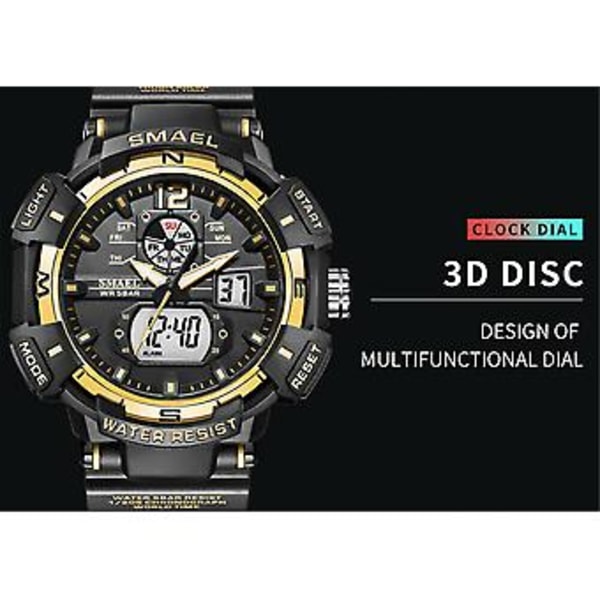 Herreur Mode Sport Udendørs Armbåndsur Herre Digitalt Stopur Quartz (Guld)