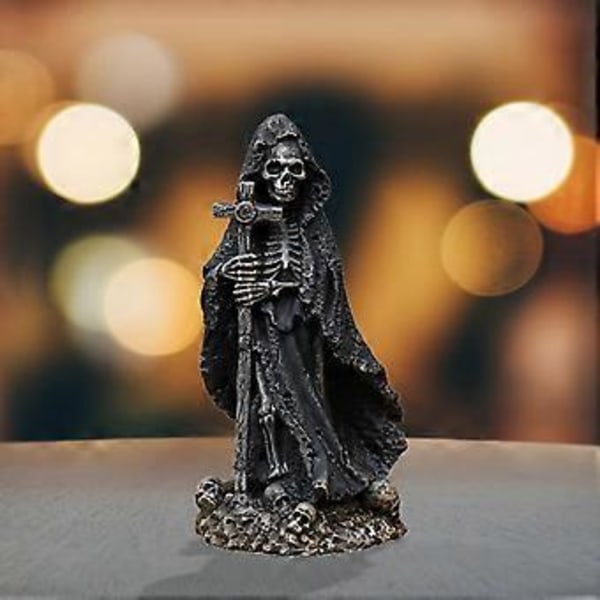 Kryds Skelet Statue Gotisk Skulptur Borddekoration Bordpynt Halloween Dekoration til Hjem Stue Soveværelse Indendørs (Stil C)