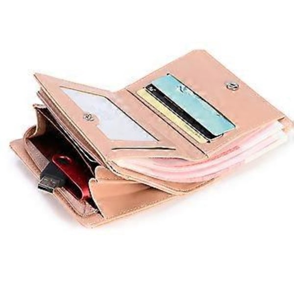 Kort Simpel Multi-Kortholder Pengeclips Holdbare og Bløde Materialer Velegnet til Rejser (Abrikos)