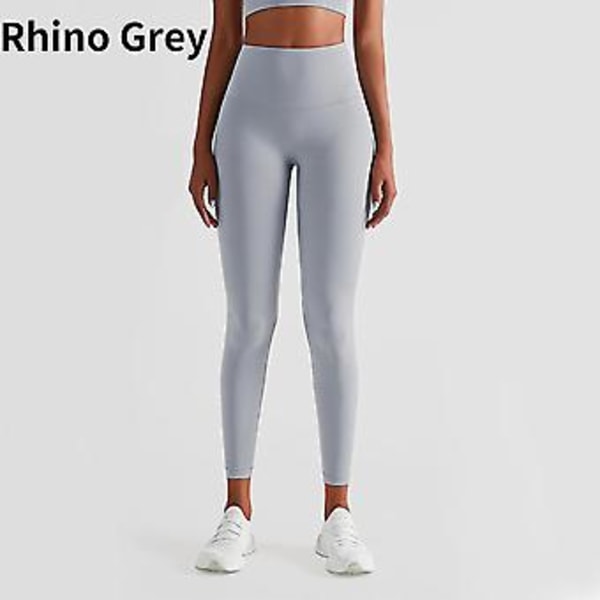 Højtaljede Leggings med Naked Feeling Push Up Sport Kvinder Fitness Løbe Yoga Bukser Energi Sømløse Leggings Gym Pige Leggings (L Rhino Grå)