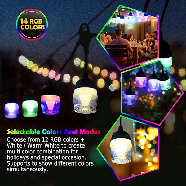 Ulko-/sisätilojen värikkäät valosarjat Vedenpitävä RGB-väri Ulkona