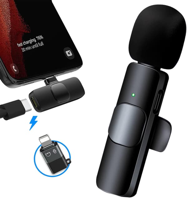 Langaton Plug & Play -lavalier-mikrofoni iPhone/iPad/iOS/Andr