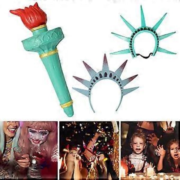 Frihedsgudinden Hårbøjle Krone Fakkel Cosplay Lady Liberty Kostume Tilbehør 4. juli Uafhængighedsdag Hårbøjle (AB)