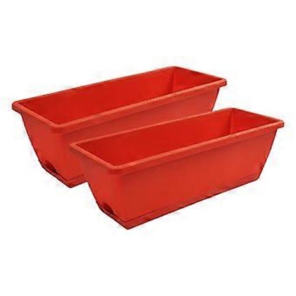 2 stk. Vindueskasse Plantekasser, Grøntsagsplantekasser, Rektangulære Potter, Grøntsagsdyrkningsbeholder til Bondehus, Køkken, Terrasse (Rød)