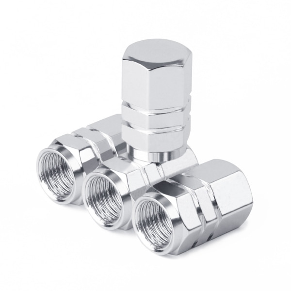 4-pack aluminiumdäckventilhattar med packningar Universal Hex Valve