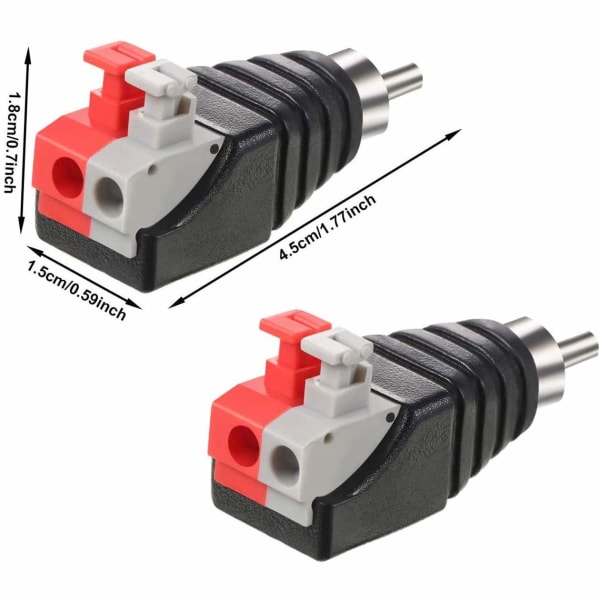 10 stk RCA til høyttalerkabeladapter Subwoofer høyttaler Phono RCA