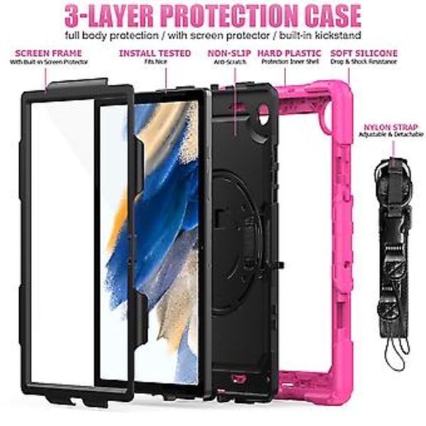 Tabletin suojakuori Samsung Galaxy Tab A8 10.5 2021 X200 / X205 (Musta  Ruusunpunainen)