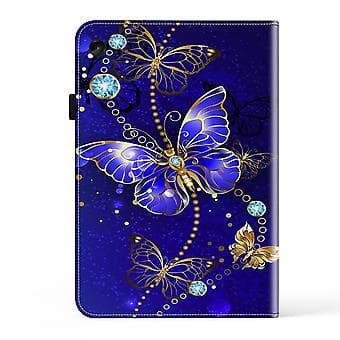 Målat Läderfodral för Lenovo Tab M10 (Diamantfjärilar)