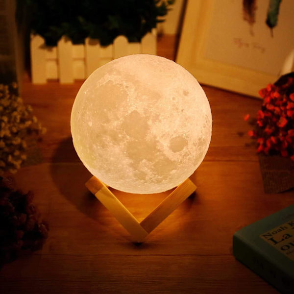 3D Månelampa, LED Nattljus Dekorativ Lampa med Touch Switch U