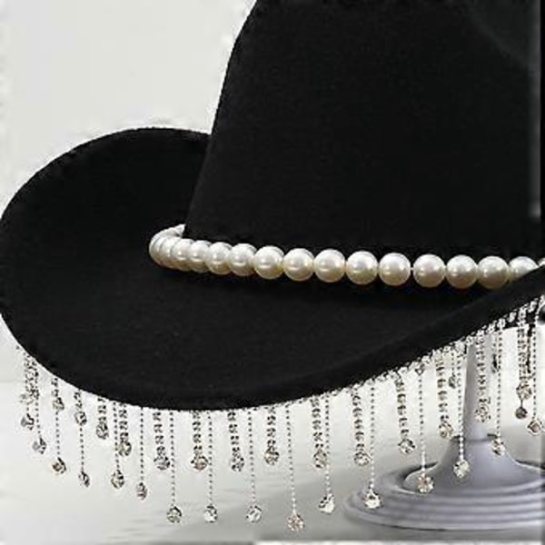 Justerbar utomhushatt med formbara brätten National Styles Hatt med strass Western Accessoar för Kostymevenemang Vit( Vit)