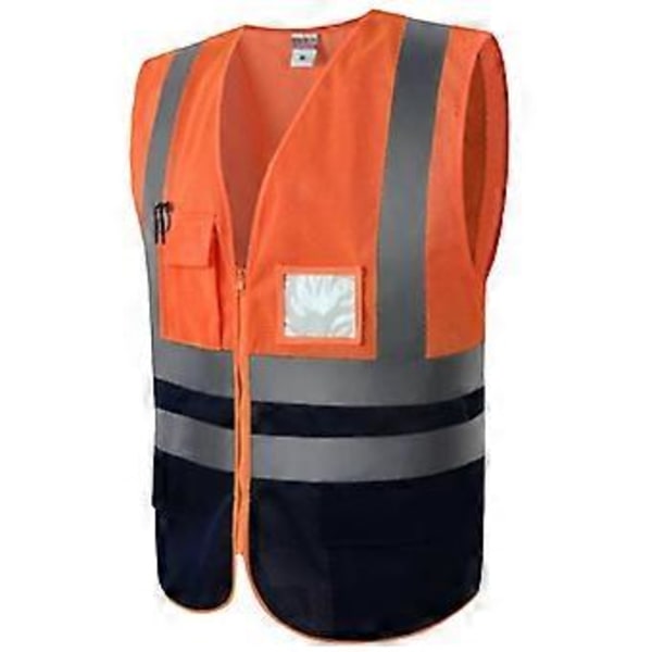 Høy synlighet refleksvest sikkerhets arbeidsjakke jakke (XL oransje)