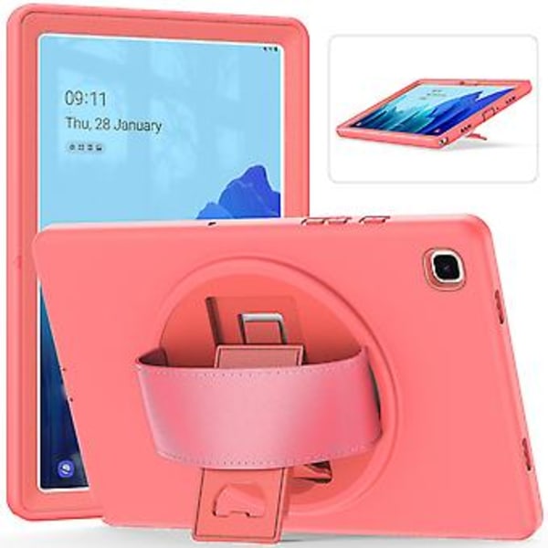 Coral Rød Etui til Samsung Tab A7 10,4 tommer T500 med Håndrem, Justerbar Stativ