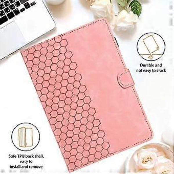 Präglad PU-fodral för Samsung Galaxy Tab S9 / S9 FE (Rosa)