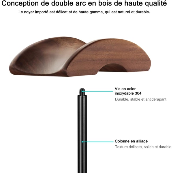 Hörlursstativ, Hörlursstativ i valnöt och aluminium, Spelheadsetstativ med kraftig solid B