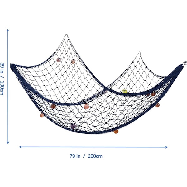 1 kpl sininen, 1M x 2M koristeellinen kalastusverkko, merellinen Välimeri